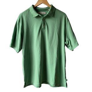 Tommy Bahama Men’s Green Striped Short Sleeve Polo, Size: Large